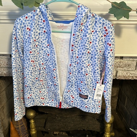Vineyard Vines Other - Vineyard Vines full zip fleece hoodie in Bimini blue patriotic lightweight